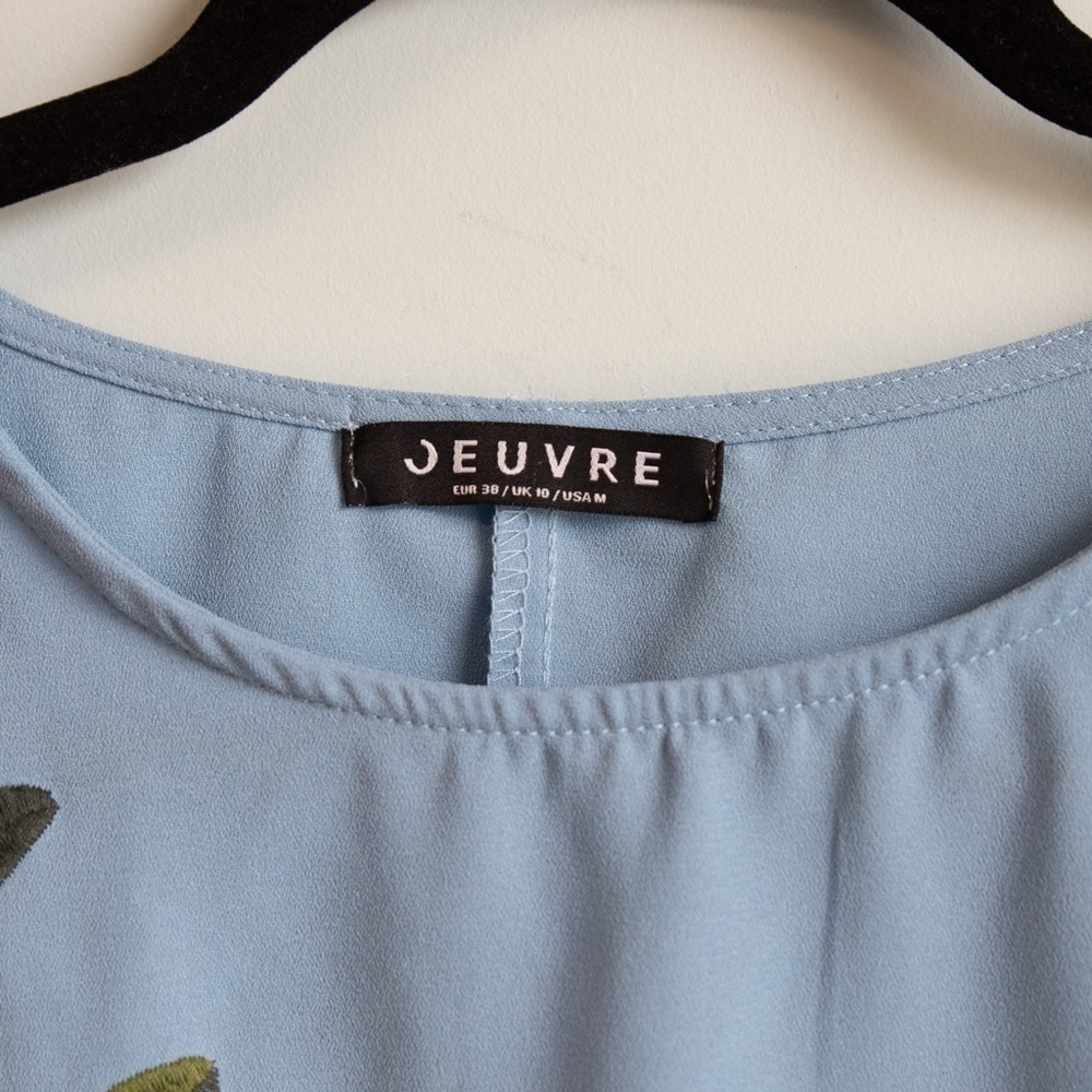 Oeuvre blue embroidered top-M - Picture 3 of 4